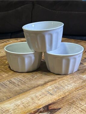 Royal Norfolk White Fluted Ceramic Ramekins - Set of 3, rare 8 oz